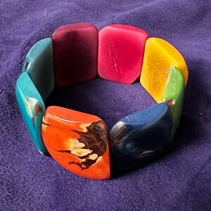 Colorful Tagua Rainbow Bracelet Eco Friendly Organic